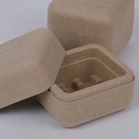 Boîte d'emballage en pulpe de papier biodégradable et écologique, personnalisée, avec couvercle et base en pulpe moulée pressée à sec