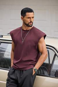 2026 OEM Custom Fitness Stringer Muscle Sleeveless Oversized <b>Maroon</b> Color Sports Running Polyester Gym tank <b>Tops</b> for Men - Product Image 4