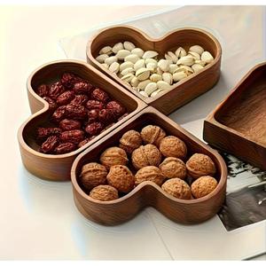 Juego de 4 bandejas de corazón de acacia hechas a mano, bandejas decorativas para servir bocadillos y frutos secos, platos reutilizables, último diseño, bandejas hechas a mano, regalos - Product Image 4