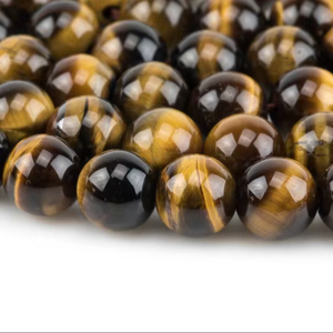 Venta Caliente de Fábrica: Cuentas Redondas Sueltas de Ojo de Tigre Amarillo Natural de 8mm, Color Marrón, para Joyería DIY - Product Image 2