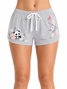 Latest <b>Women's</b> Mid <b>Waist</b> Sports <b>Shorts</b> Solid Color Drawstring Breathable Quick Dry 100% Cotton <b>Elastic</b> <b>Waist</b> for Ladies - Product Image 1