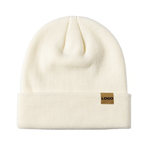 Beanies With Leather Patch Men Women Soft <b>Warm</b> Winter <b>Hats</b> Custom Beanie <b>Hats</b> Custom Logo 2026 - Product Image 4