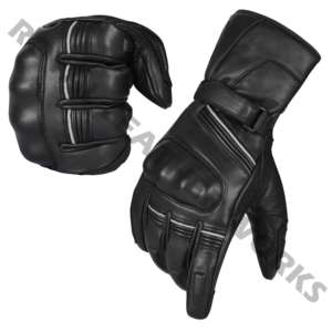 Gants de moto tendance en cuir véritable doublés polaire, toucher cachemire, compatibles écran tactile, écologiques, pour cyclisme quotidien, homme, noir, personnalisables - Product Image 2