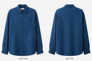 Chemise décontractée unisexe personnalisable à manches longues en mélange de coton avec poche, vente en gros - Product Image 2