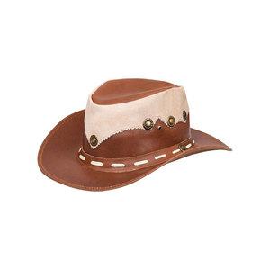 Leather Cowboy <b>Hat</b> with Horn Accents Wide Brim Western Style <b>Hat</b> for Men and Women - Product Image 3