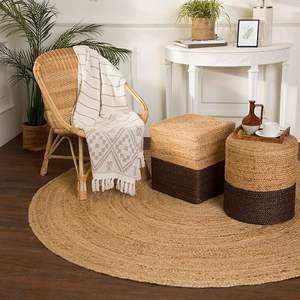 Pouf carré en jute tissé à la main 2026 pour la décoration de la maison, des complexes hôteliers, des hôtels et des patios - Product Image 1