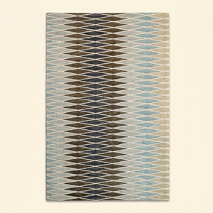 Tapis en laine tufté à la main Aqua Abstract Stripes bleu et marron, antidérapant, écologique, à poils épais et moyens, moderne, pour salon et chambre à coucher - Product Image 1
