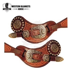 Espuelas de equitación occidentales OEM para hombres y mujeres, espuelas de cuero de vaca argentinas personalizadas con accesorios de hebilla clásica - Product Image 5