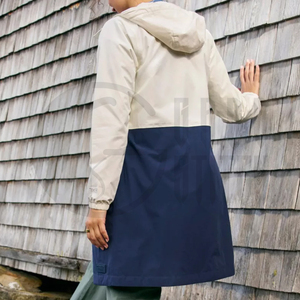 Chaqueta Larga con Capucha y Bloques de Color para Mujer, con Bolsillos de Parche, Exterior de Poliéster Impermeable, para Otoño - Product Image 6