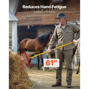 Forca per Letame Resistente a 61 Denti con Manico Angolato in Fibra di Vetro da 18 Pollici, Rastrello Lungo per Letame di Cavallo con 18 Denti Angolati - Product Image 3