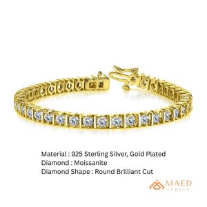 Pulsera de Tenis de Moissanita en Tono Dorado para Mujer, Cadena Fina y Eslabones, Piedras Redondas, Joyería de Moda, Regalos Elegantes para Aniversario - Product Image 6