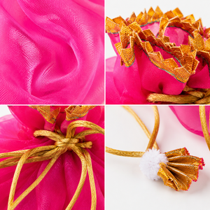 Bolsa de Regalo Hecha a Mano con Cordón de Organza para Regalos de Boda, Joyería, Frutos Secos, Shagun y Recuerdos Festivos - Product Image 2