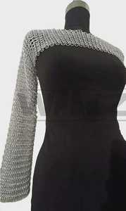 Body asymétrique en acier inoxydable plaqué argent, style armure de mode en maille - Product Image 4