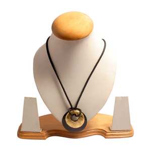 Colgante Vulpine Regalia de Cuerno Negro Hecho a Mano con Acabado Satinado, Cordón de Algodón Negro Dorado Resistente al Deslustre, Joyería Única y Distintiva - Product Image 1