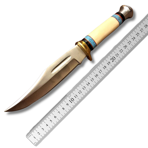 Couteau de chasse et de survie A&M ENTERPRISES fait main en acier inoxydable, lame Bowie à pointe tombante, manche en os, garde en laiton, personnalisable - Product Image 2
