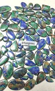 Lot en gros de pierres précieuses naturelles Irfan Gems, Azurite, Quartz, cabochons lâches, taille ovale, formes variées, pour la fabrication de bijoux de guérison, 20-40mm - Product Image 2