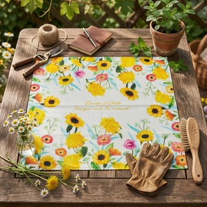 [K-ESSENTIALS] <b>Yellow</b> Flower <b>Table</b> Linen 60s Cotton 50x50cm Soft Reusable <b>Cloth</b> Napkin Handkerchief - Product Image 4