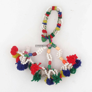 Tribal <b>Boho</b> Banjara Vintage Antique Hand Beaded Tassel <b>Bracelet</b> Armlet Vintage Woolen Woven <b>Bracelet</b> Handmade Indian Hippy Style - Product Image 6