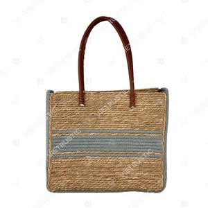 AZURE ARCH Handwoven <b>Straw</b> & Cotton Tote & Crossbody <b>Bag</b> Collection with Zipper Closure and Tassel Detail - Product Image 4