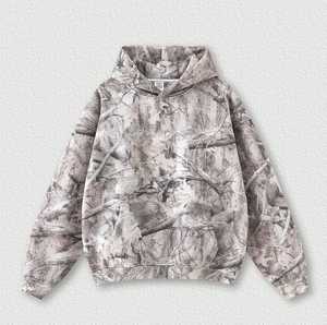 Sweat à capuche unisexe personnalisé en molleton 100% coton épais, motif camouflage Real Tree hiver, coupe oversize, style streetwear, imprimé numérique intégral - Product Image 5