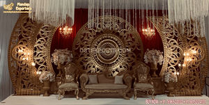 Glamorous Wedding Stage FRP Gate Frame Decoración Golden FRP Gate Frame para Wedding Stage Trending Wedding Golden Frame - Product Image 5