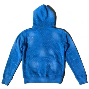 Sweat-shirt à capuche gothique en strass pour homme, coupe oversize, en coton noir tricoté, avec logo frontal, idéal pour l'automne, décontracté et coupe-vent, service OEM - Product Image 4