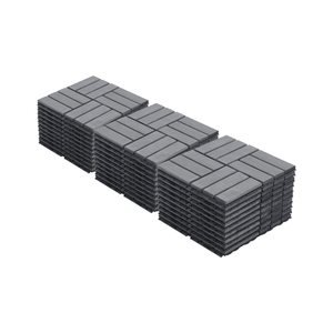 30 Pezzi Piastrelle Incastrabili in Legno di Acacia Grigio Chiaro, Motivo a Scacchi 30x30 cm per Pavimentazione Esterna e Balcone - Product Image 1