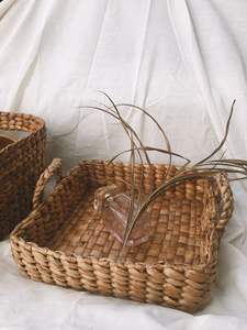 Vietnam fait à la main taille personnalisée jacinthe d'eau jonc de mer plateau de service avec poignées panier de fruits forme Rectangle marque KCV - Product Image 5