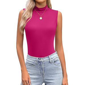Body de Mujer sin Mangas con Cuello Simulado, Ajustado, Elástico, Estilo Casual, Básico, Color Sólido, 100% Poliéster, Invierno - Product Image 5
