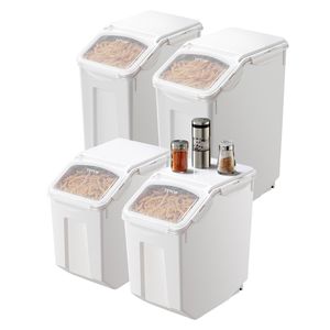 กล่องเก็บอาหารสัตว์เลี้ยงขนาดใหญ่ 3.5 แกลลอน/15 ลิตร x 2 + 4.5 แกลลอน/20 ลิตร x 2 สำหรับเก็บข้าวสาร ธัญพืช และส่วนผสมในครัว - Product Image 1