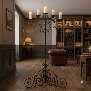 KHP KHP-CDN4 Chandelier en fer forgé fait main, résistant aux intempéries, porte-bougie en métal, centre de table de luxe, décoration - Product Image 4