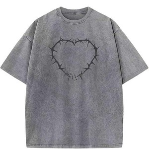 Premium <b>Vintage</b> Acid Washed T Shirt O Neck Streetwear Style Custom Logo Summer <b>Tee</b> For Men - Product Image 4