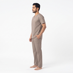 Haut de blouse médicale pour homme à col en V, uniforme d'hôpital avec plusieurs poches, col superposé, tenue de travail - Product Image 3