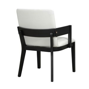 Set Moderno di 2 Sedie da Pranzo in Legno Nero con Rivestimento in Pelle PU Bianca Lucida - Product Image 4