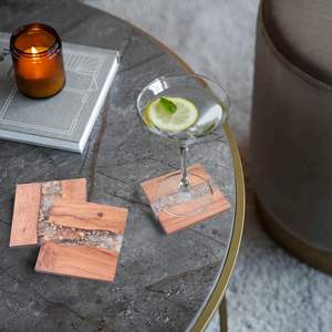 Posavasos de Resina para Mesa de Comedor, Posavasos de Madera Premium con Diseño de Lámina Dorada, para Tazas de Té, Café y Vasos, Decoración de Lujo para el Hogar - Product Image 1