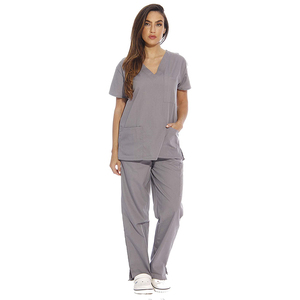 Best Quality Two-Piece Stretch Eco-Friendly Medical <b>Scrub</b> Suit Customized Color Wholesale Price Breathable Woven Fabric Screen - Product Image 1