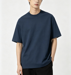 Camiseta de Hombre de Primera Calidad, Servicio OEM/ODM, Tejido de Rizo Rojo Oscuro, Anti-Pilling, Poliéster/Algodón, 220g, Lisa - Product Image 2
