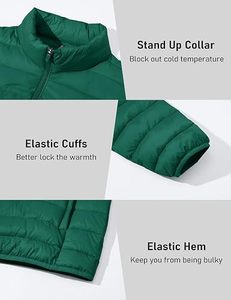 Men's Lightweight <b>Packable</b> Down Coat Waterproof Winter Hooded <b>Jacket</b> with 100% Down Filling Casual Storage Pouch - Product Image 4