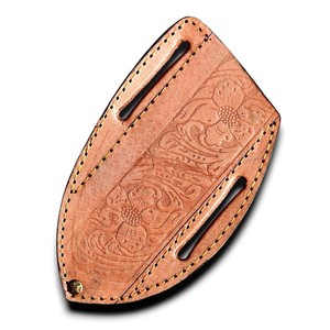 Funda para cuchillo de pescado plegable cosida a mano, de cuero genuino, con soporte horizontal inclinado para cinturón, protector de caza hecho a mano y personalizado - Product Image 1