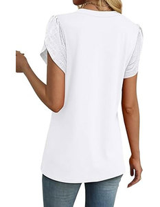 T-shirt décontracté à col rond pour femme, imprimé animalier et rayures, manches courtes, en tissu tricoté respirant, idéal printemps-été, avec logo personnalisable - Product Image 2