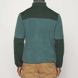 Men's Color Block Zip Up <b>Fleece</b> Jacket Stand Collar <b>Sherpa</b> Winter Coat - Product Image 2