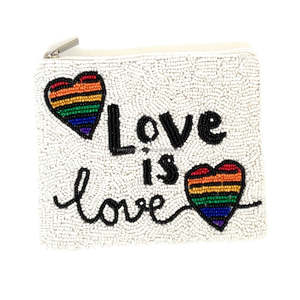 Monedero Personalizado con Cuentas, Bordado 'Love Is Love' Corazón Arcoíris Orgullo, con Cremallera, Unisex, Rectangular, Multicolor, Tamaño Personalizado, Moderno, para Fiesta - Product Image 2