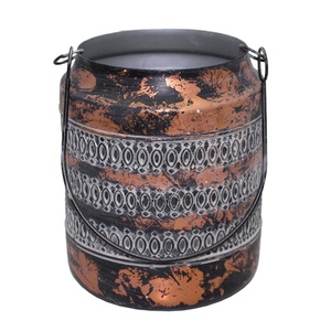 Home Decoration Copper Foil with Grey Coating Iron Designer Hanging <b>Lantern</b> <b>Candle</b> Stand Handmade Customized - Product Image 1