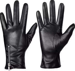 ผู้ผลิตถุงมือหนังแกะแท้สีดำสำหรับผู้หญิงฤดูหนาว  แบบมีซิปปิด  ถุงมือฤดูหนาว  ราคาขายส่ง OEM - Product Image 1