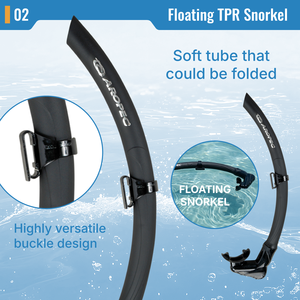 Aropec Snorkel Léger Pliable en TPR avec Valve de Purge pour la Plongée Sous-Marine et le Snorkeling - OEM/ODM/OBM - Product Image 3