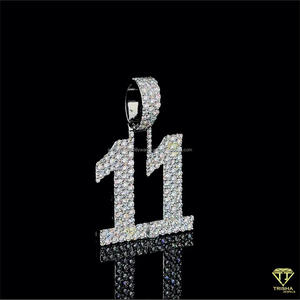 สร้อยคอจี้ตัวเลขสองหลักจากน้ำแข็ง925เงินสเตอร์ลิง VVS Lab ประดับเพชรของขวัญตามต้องการสำหรับผู้ชายผู้หญิง - Product Image 3