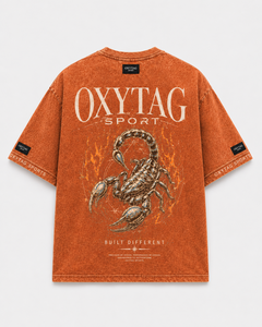 เสื้อยืดโอเวอร์ไซส์ลายกราฟิกสีส้มวินเทจสำหรับผู้ชาย สไตล์สตรีทแวร์ พิมพ์ลายแมงป่อง ผ้าฝ้าย ใส่สบายๆ ในฤดูร้อน เสื้อยืดลำลองสำหรับทุกเพศ - Product Image 1