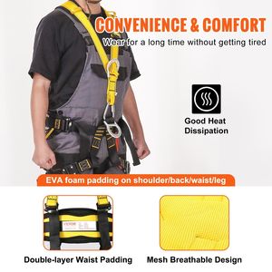 Universale 5 D-Ring imbracatura di sicurezza per tutto il corpo di protezione caduta aggiunta imbottitura staccabile per 340 libbre ANSI/ASSE Z359.11 conforme - Product Image 3