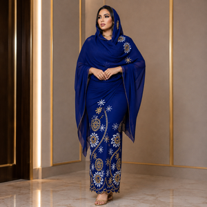 Tissu en voile de coton brodé |   Tissu pour robe Toub soudanaise 100% coton pour femmes, pour mariage, fête et vêtements culturels traditionnels - Product Image 4