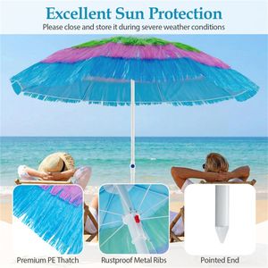 Ombrellone Tiki Multicolore da 6 Piedi per Patio, Tropicale da Esterno con Pulsante di Inclinazione, Pieghevole per Hotel e Spiagge, Raggio 2,7m e 3m - Product Image 6